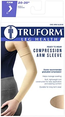 Truform Lymphedema Compression Arm Sleeve, 20-30 mmHg Post Mastectomy Support, Beige, Medium