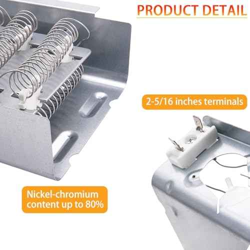 Dryer Heating Element Kit Compatible With May-tag MED5740TQ0 MED4500MW0 MED5600TQ0 MED5700TQ0 MED5640TQ0 MED5570TQ0 MED5770TQ0 MED5800TW0 MED5820TW0 MED5840TW0 MED5870TW0 MED5620TQ0 MED5630TQ0