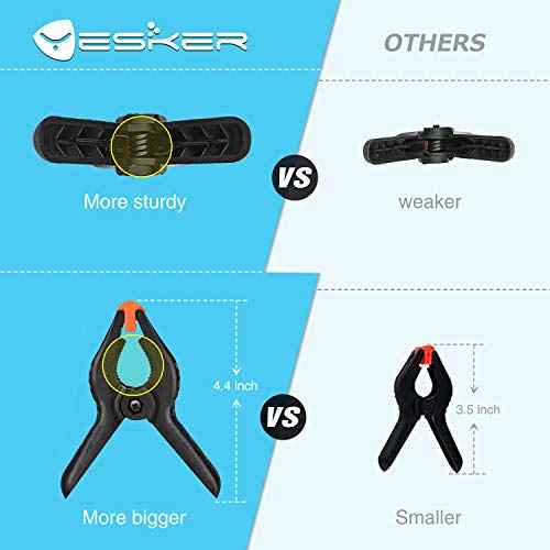 Yesker Backdrop Spring Clamps - 8 Pack, 4.4 inch Nylon Heavy Duty Clips for Background Stand, Photo Studio, Photography, Chromakey Screen, Wood Working