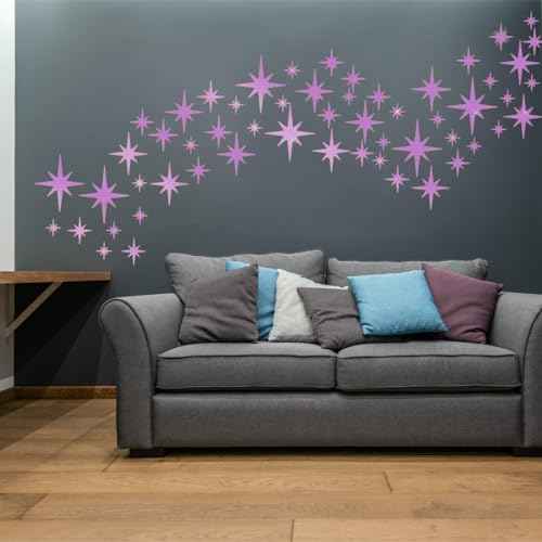 ELANE Acrylic Mirror Wall Stickers - Star Decor for Walls, Bathroom (Purple)