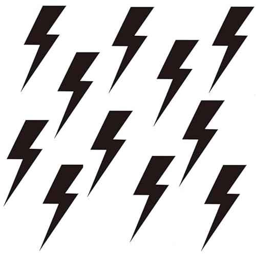 48 PCS Black Lightning Bolt Decals for Wall or Cars, Lightning Bolt Stickers for Wall, Lightning Bolt Wallpaper Decor