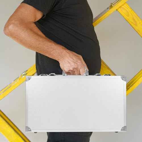 Operitacx Aluminum Alloy Toolbox 14X8X3In Lockable Tool Case with Foam Interior for Medical Supplies Electronics and Valuables Storage Organizer