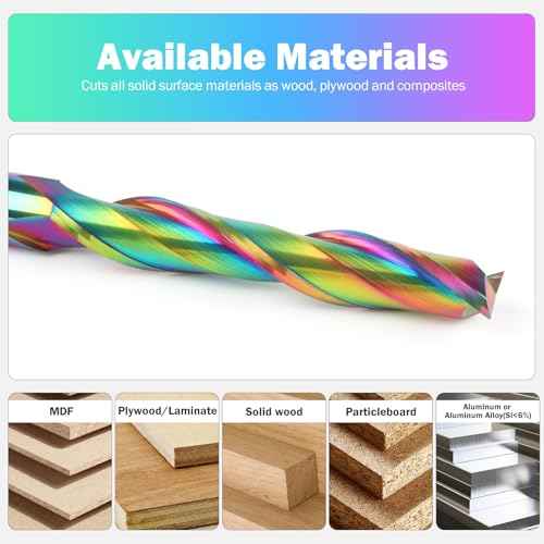 Extra Long 5 Inch Upcut Spiral Router Bit 1/2 Inch Shank, Solid Carbide Up Cut Spiral CNC Router Bits Wood End Mill Bits with TAC Coating for Woodworking Mortise Slot Cutting