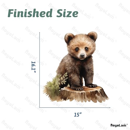Lifelike Bear Standing on Tree Stump Wall Stickers for Nursery Little Bear Animal Wall Decal Stickers Peel and Stick Wall Art Home Decor Wall Stickers for Living Room Bedroom Classroom