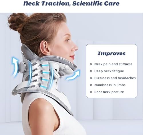 Zenopax Neck Stretcher Cervical Traction, Adjustable Cervical Neck Traction Device, Neck Brace for Neck Pain Relief and Support, Ergonomic Design for Home, Office & Travel Use