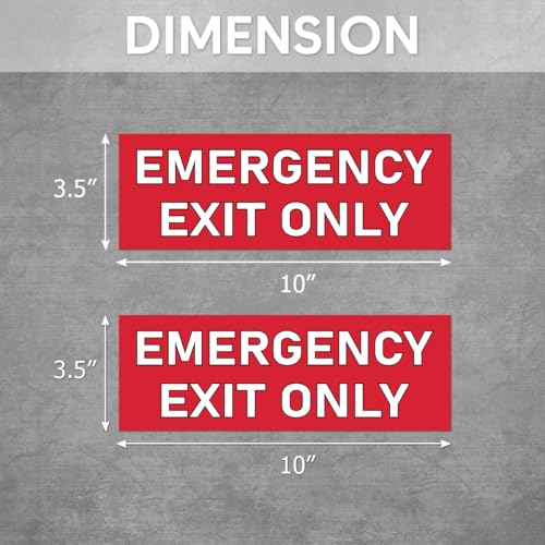 Pack 6 Pcs Exit Only Emergency Sticker for Cars Vehicles Trucks Indoor Outdoor Window Safety Warning Signs Bumper Stickers Weatherproof Large Vinyl Decals Car Exterior Accessories