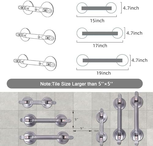19inch Shower Suction Grab Bar, Portable Shower Handle Bar Suction Grip Bar Bathtub Handle with Strong Hold Suction Cup Fitting and Rapid Release for Bathroom(Max Capacity 300lb