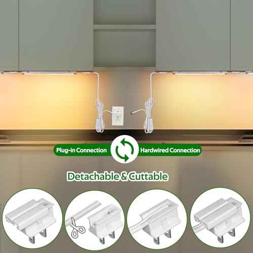 AIBOO Under Cabinet Lighting, Dimmable 12 inch Under Counter Lights, 120V Plug in & Hardwired, Linkable LED Closet Lights for Kitchen, Shelf, Workbench, Desk,Cupboard,Garage (6 PCS), Warm White 3000K