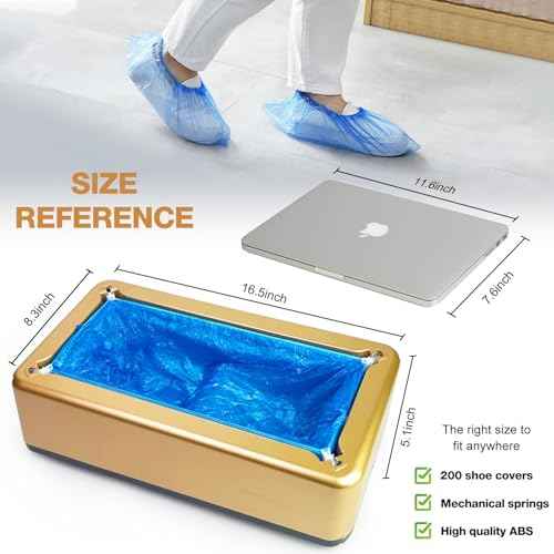 Shoe Covers Dispenser Containing 200pcs Shoe Covers Disposable Non Slip High Quality Automatic Shoe Cover Machine with Disposable Shoe Covers for Indoors for Most Occasion and Shoes Size