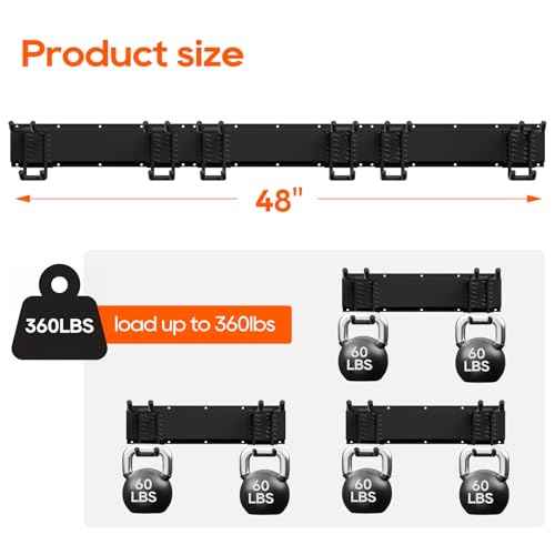 Wall Mount Garage Storage | Garden Tool Organizer | 350 lb Capacity Adjustable Steel Rails with 6 Rubber-Coated Hangers | Rustproof Carbon Steel Storage Rack for Garage, Shed & Outdoor Tools