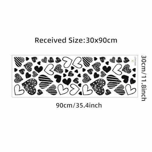 62 Pcs Black Love Heart Graphics Wall Stickers, sacinora Romantic Love DIY Wall Decals Removable Vinyl Peel and Stick for Valentine's Day Anniversary Living Room Bedroom Art Home Decorations