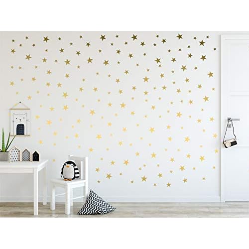 Gold Stars Wall Decal Stickers Removable Home Decoration Easy to Peel Stick Painted Walls Metallic Vinyl Polka Decor Sticker for Baby Kids Nursery Bedroom (Pack of 166)