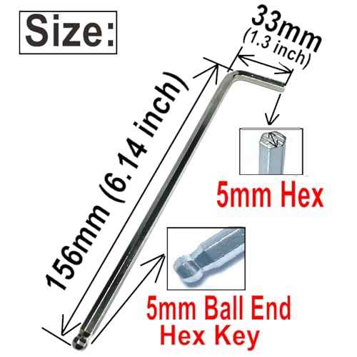 10pcs 5mm Ball End Allen Wrench sets,5mm Hex Key Wrench set,5mm ball end Hex Driver allen key Door Key L Shaped hex wrench set with Long Arm 156mm lengh.5mm ball end hex wrench