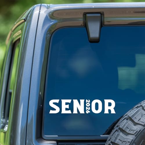 Senior 2026 Decal, Modern Tall Block Letter Graduation Class Sticker, Waterproof Vinyl Car Bumper Laptop Window Decoration, High School College Graduate Gift 7 Inches