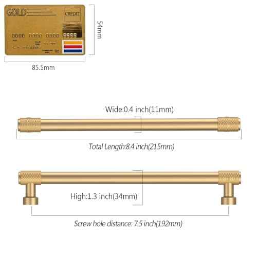 10 Pack 7.5"(192mm) Champagne Bronze Cabinet Pulls Knurled Kitchen Cabinet Handles Champagne Gold Drawer Pulls Cupboard Hardware for Cabinets CK0028