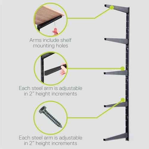 Minimalistic Black Shelf Brackets by Delta Cycle, Set of 10 Fully Adjustable 12-inch Heavy Duty Shelf Brackets, Holds Up to 480 lbs, Modern Shelf Bracket for Wood Shelves