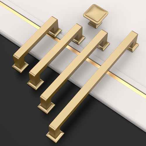 Amerdeco 10 Pack Champagne Bronze Cabinet Pulls 6.3 Inch(160MM) Hole Centers Kitchen Cabinet Handles Cabinet Hardware Kitchen Handles for Cabinets Cupboard Handles Drawer Pulls ZH0019¡¦