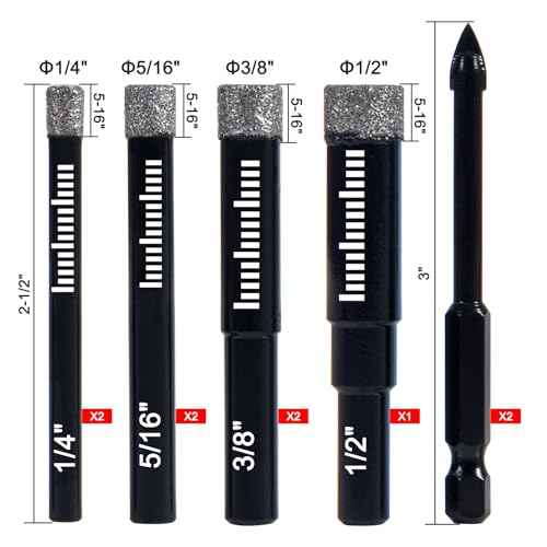 9 Pack Premium Diamond Drill Bit Set - Versatile Tools for Precise Drilling on Porcelain, Ceramic, Glass, Marble, and More