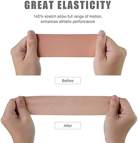 QianCheng 4 Pack Kinesiology Tape for Sports Athletes - 16 FT Waterproof Athletic Tape for The Knee, Elbow and Shoulder Muscles, etc. (Beige)