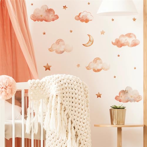 Dreamy Clouds Stars Moon Wall Stickers, sacinora DIY Art Wall Decals Removable Vinyl Peel and Stick for Kids Baby Nursery Living Room Bedroom Children's Room Playroom Home Decorations