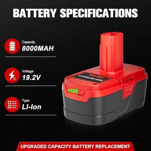 POWTREE 2 Pack 8.0Ah Replacement for Craftsman 19.2 Volt Battery Compatible with Craftsman C3 Lithium-Ion Battery XCP 130279005 130279003 130211004 130279017 1323903