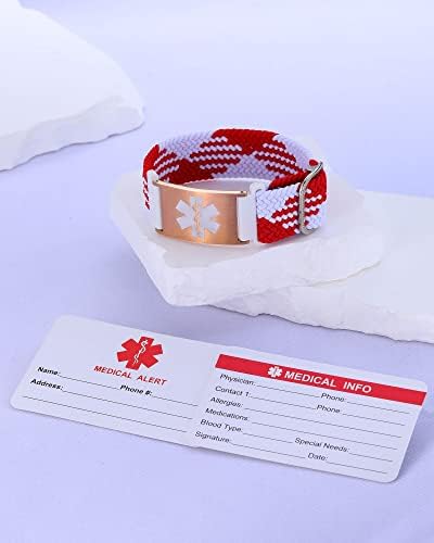 Personalized Sport Medical Alert Bracelets for Women Men - Custom Medical ID Bracelets with Free Engraving - Hook and Loop/Elastic/Stainless Steel/Silicone Watch Wristband Emergency Bracelet
