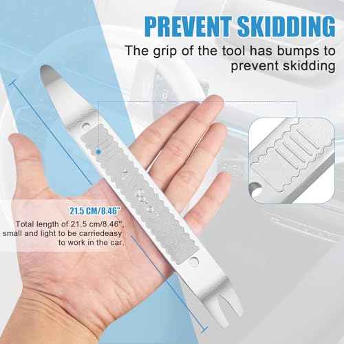4140 Dual-purpose Steel Pry Bar, Multi-Function Trim Removal Tool for Automotive Panel,Planes Panel, Interior &exterior Trim Removal (Silver Pry Tool 1pc)