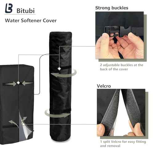 Bitubi 2Pcs Water Softener Cover, Outdoor Softener Tank/Filter Cover + Brine Tank Cover,Upgraded Top with Adjustable Transparent PVC Window, All Weather Protection, Black
