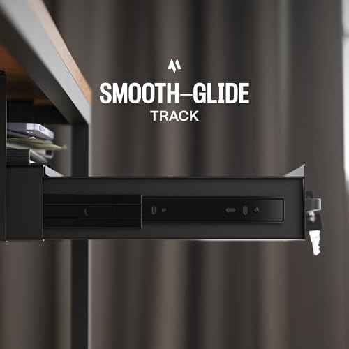 Under Desk Drawer Slide-Out ? Lockable Metal Storage Drawer with Cable Management for Office & Home (Single, Bracketed)