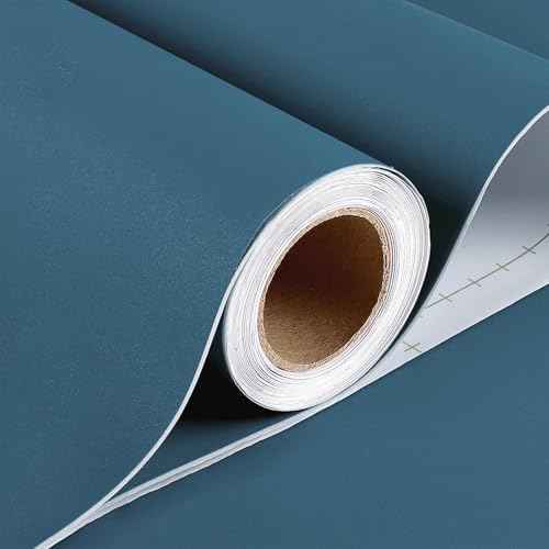 Stickyart Blue Wallpaper Peel and Stick Modern Wallpaper Blue Contact Paper Peel and Stick Self Adhesive Removable Solid Textured Wall Paper for Kitchen Cabinets Drawers Table Wall Coverings 15.8x160
