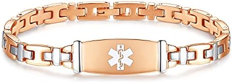 Fashion Lady Stainless steel Medical Alert id Bracelets with Free Engraving