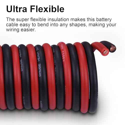4 Gauge Battery Cable, 15FT Red + 15FT Black 4 AWG Welding Cable, Stranded Oxygen-Free Copper Wire for Automotive, Battery, Solar, Marine and Generator