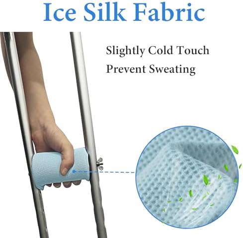 SPRING SEAON Crutches Padding Ice Silk Waffle Pattern Universal Crutch Pads for Armpits and Hand Grips Pads for Crutches Underarm Crutch Cushions Crutch Covers Pillows Crutch Accessories (Light Blue)
