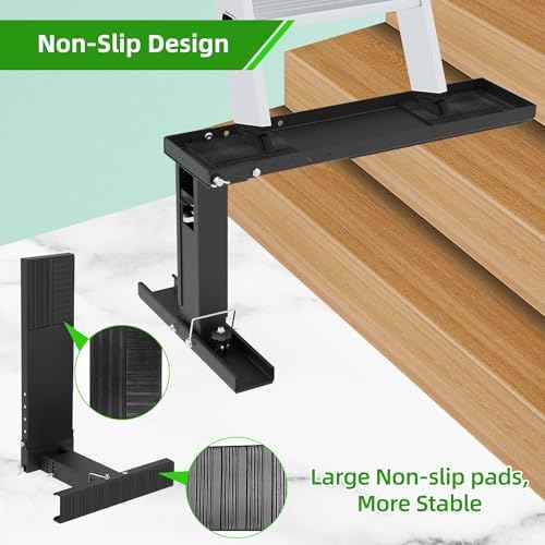 Ladder Leveler Heavy-Duty Stabilizer & Leveler with 880lbs Capacity, Adjustable Height/Length for Extension Ladders, Non-Slip Feet£¨Black£©