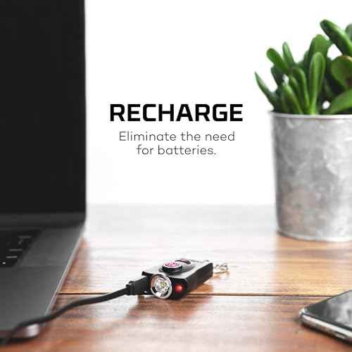NEBO MYPAL Rechargeable Keychain Flashlight & Safety Alarm | 400 Lumens, 7 Light Modes, Loud 115db Alarm, Durable & Water Resistant for Personal Security, Includes Charging Cable ? Black