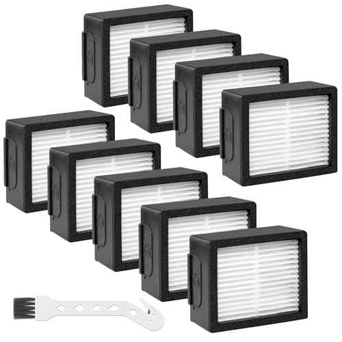 9-Pack HEPA Filter Replacement for iRobot Roomba E I J Series Combo E5 E6 E7 i3 i3+ i4 i4+ i5 i5+ i6 i6+ i7 i7+/plus i8 i8+ J5 J6 J8 Robot Vacuum Cleaner-9 x High-Efficiency Filters 4639161, 1 x Brush