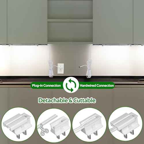 AIBOO Under Cabinet Lighting, Dimmable 12 inch Under Counter Lights, 120V Plug in & Hardwired, Linkable LED Closet Lights for Kitchen, Shelf, Workbench, Desk,Cupboard,Garage (6 PCS),Cold White 6000K
