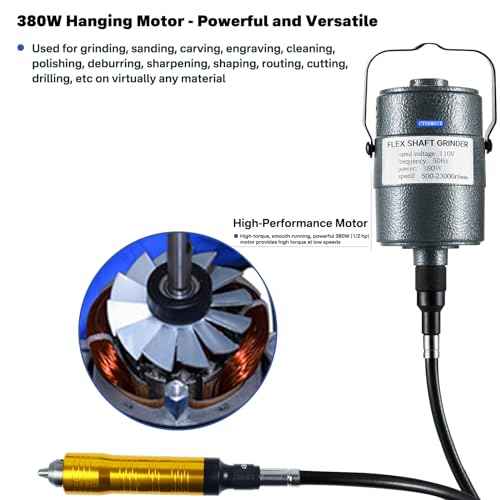 380W Flex Shaft Rotary Tool, 500-23000RPM Flexible Shaft Grinder Set with Variable Speed Foot Pedal and 110pcs Accessories for Grinding Sanding Polishing Deburring Cutting Cleaning Finishing