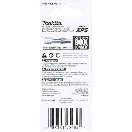 Makita E-01177 Impact XPS¢â #2 Square 3" Power Bit, 2/pk