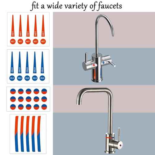 Faucet Stickers Hot and Cold Stickers for Faucet Waterproof Hot and Cold Indicator Bathroom Faucet Stickers Hot and Cold Signs for Kitchen Bathroom Hotel School Restaurant (40)