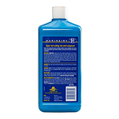 Meguiar's Marine/RV Power Cut Compound M9132, Low-Swirl RV and Marine Buffing Compound Removes Scratches and Oxidation Without Scouring, Fast-Cutting Formulation for Fiberglass and Gel Coats, 32 Oz