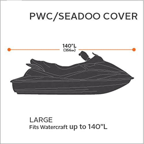 Classic Accessories Stellex Personal Watercraft Cover, Fits Personal Watercrafts 140" L, Trailerable Boat Cover with Polyester Fade-Resistant Fabric, Large