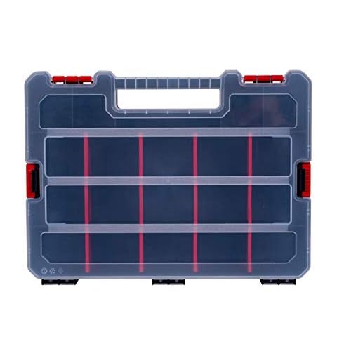 2-Pack Small Parts Organizer Box ? Stackable Hardware Storage Organizer Case with 20 Compartments & Dividers ? Screw, Nut, Bolt, Drill Bit Organizer for Garage, Workshop, Crafts