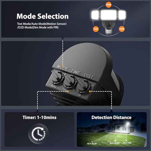 Onforu 100W LED Motion Sensor Outdoor Lights, Dusk to Dawn Flood Lights Outdoor Motion Sensor, Hardwired Security Floodlights Outside 11000LM 6500K Daylight IP65 Waterproof (Black)