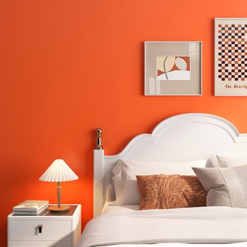 FunStick Burnt Orange Peel and Stick Wallpaper Orange Contact Paper for Cabinets Drawers Desk Removable Wallpaper Peel and Stick Vinyl Wall Paper for Bedroom Girls Kids Room Bathroom Walls 15.8"x78.8"
