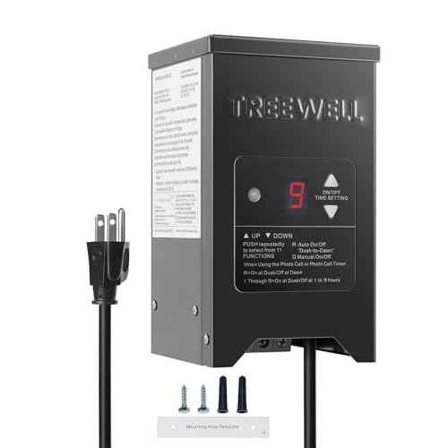 150W Low Voltage Landscape Transformer, Outdoor Landscape Lighting Transformer with Photocell Sensor & Timer, 120V AC to 12V/15V AC, Stainless Steel Waterproof Transformer, Black, ETL Listed