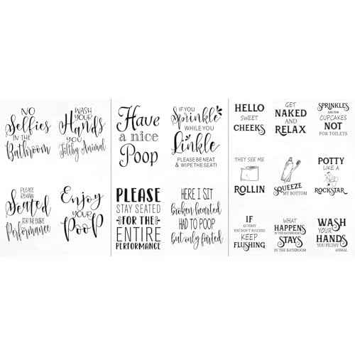 17PCS Bathroom Wall Decals Peel and Stick, Funny Vintage Sign Decals Bathroom Quotes Sayings Art Stickers Decor