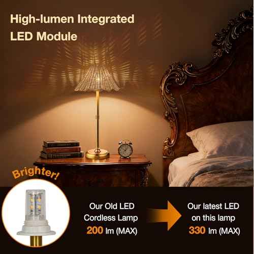 20.5'' Tall Cordless Boho Rattan Table lamp, 5200-mAh Rechargeable Battery, 3-Level Brightness Dimmable, Build-in LED 320 Lumen Max, for Bedside Restaurant Resort Hotel Dining Table