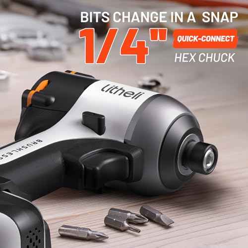 Litheli 20V Cordless Impact Driver Kit, 2035 in-lbs Max Torque, 1/4 in. Hex Power Drill/Driver with Battery (Charger not Included)
