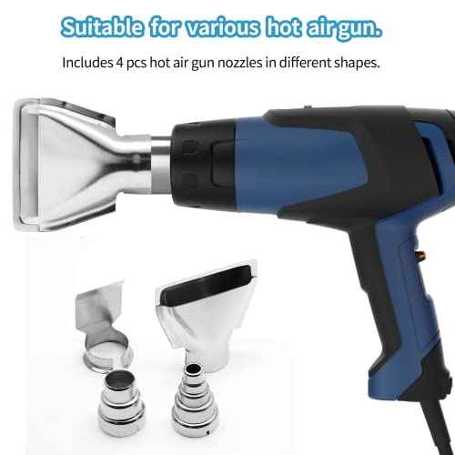 4 Pcs Heat Gun Nozzles Kit, Stainless Steel Reflector Heat Resisting Nozzles Gun Accessory Replacement for Hot Air Gun Soldering Station Nozzle Tool
